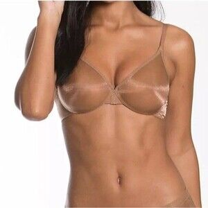Gossard Glossies Lace Sheer Mesh Cup Bra US Size 36I Lingerie Bronze Nude